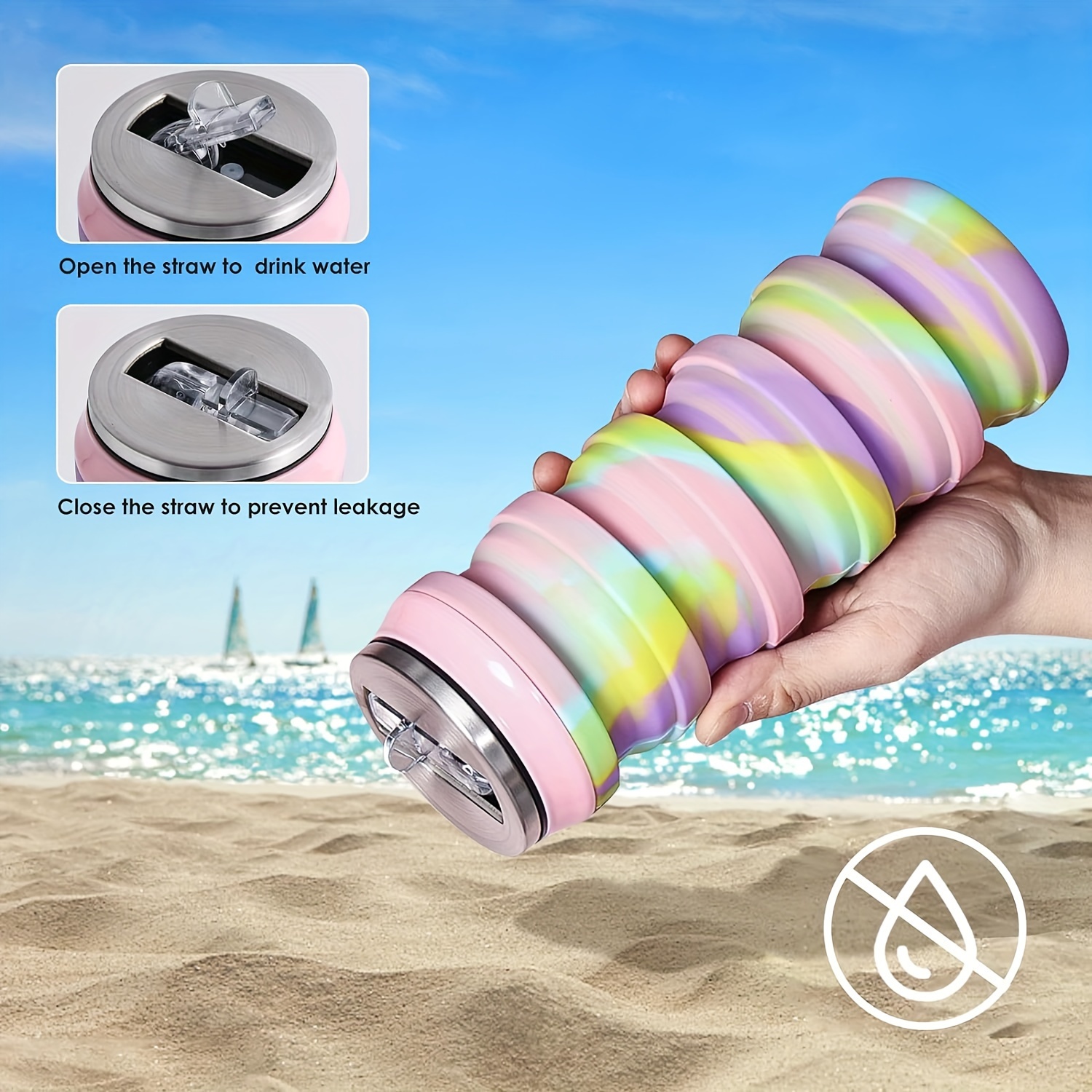 Silicone collapsible and stretchable sports water bottle, outdoor travel collapsible camouflage water cup Item Picture
