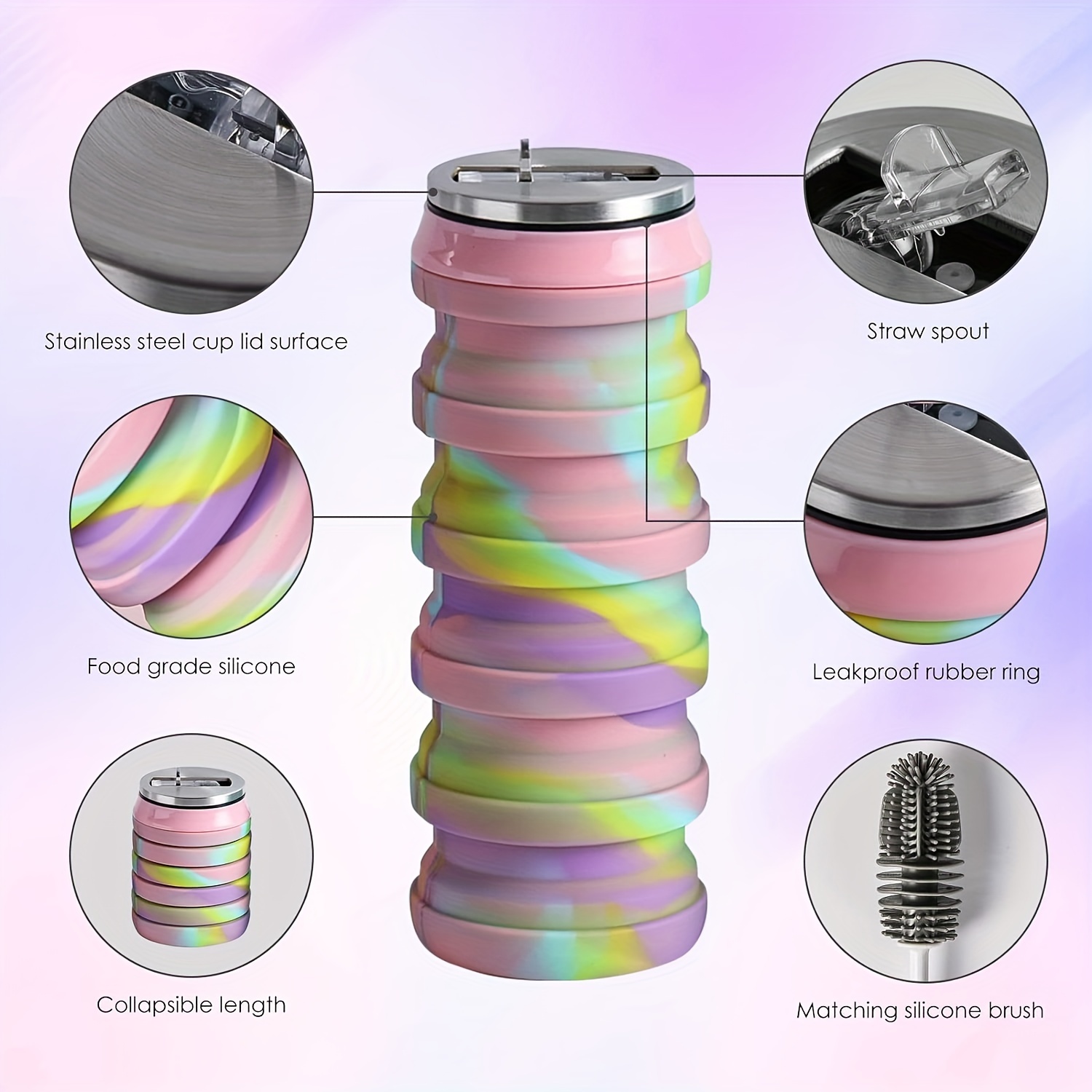 Silicone collapsible and stretchable sports water bottle, outdoor travel collapsible camouflage water cup Application Scenario
