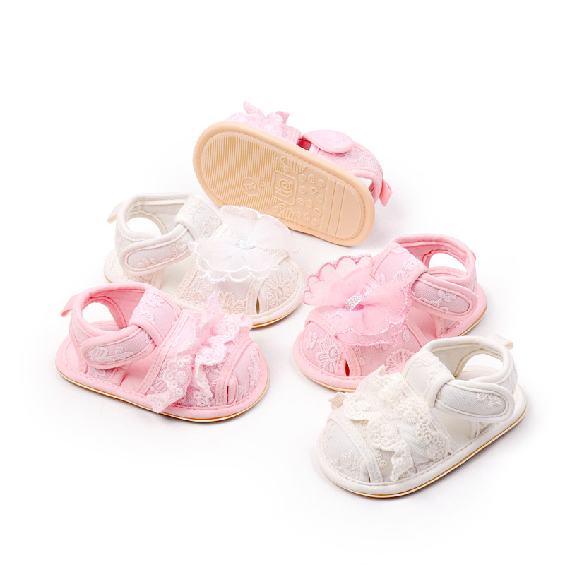 Summer lace sandals for infants and young children, soft-soled toddler shoes, new style, 0-1 year old girls, cute closed-toe casual sandals full figure