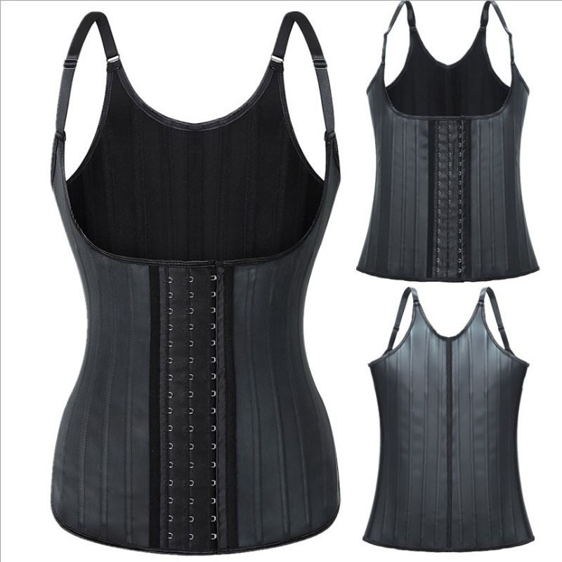 T European and American sports matte latex 25 bone vest, corset, sports corset, shaping top, waist seal, waist clip, body shaping garment pic 1