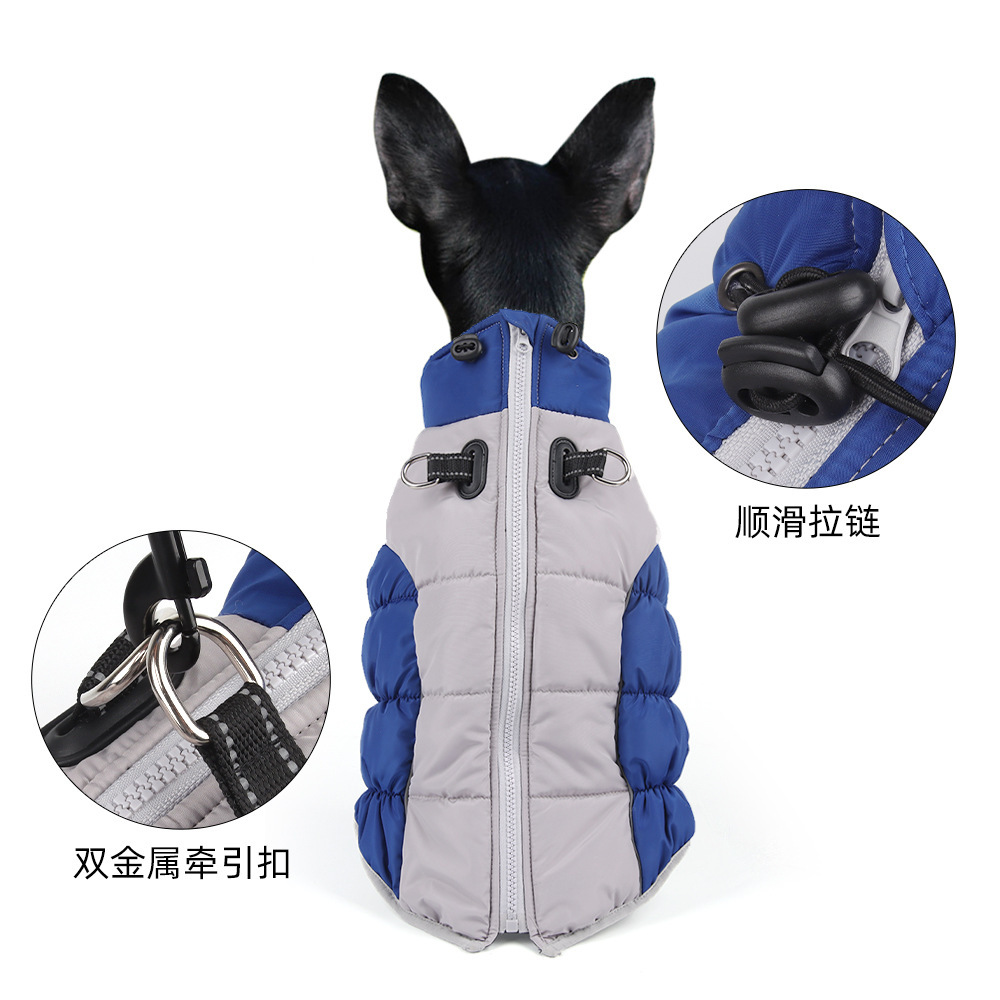 The new autumn and winter warm, waterproof and windproof vest of T can be pulled by dogs. It is a medium to large-sized thickened reflective coat for Shiba Inu and Golden Retriever Item Picture