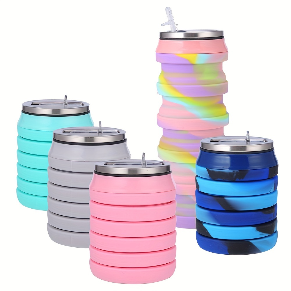 Silicone collapsible and stretchable sports water bottle, outdoor travel collapsible camouflage water cup details Picture