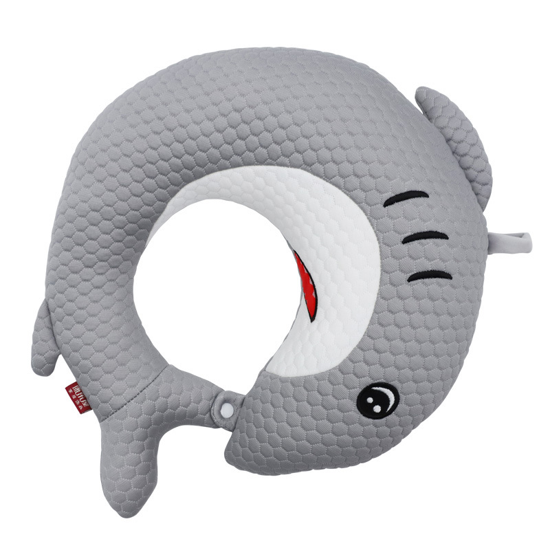Cartoon Shark ice bubble memory foam U-shaped pillow, Kanglewu summer air layer cold neck pillow, office neck support pillow order Item Picture