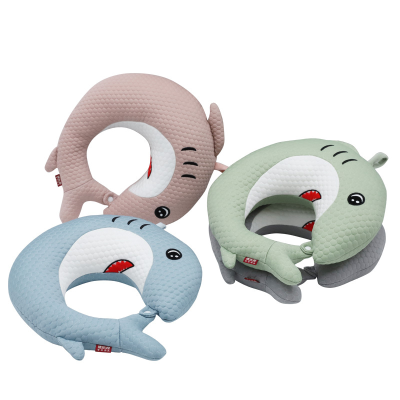 Cartoon Shark ice bubble memory foam U-shaped pillow, Kanglewu summer air layer cold neck pillow, office neck support pillow order pic 4