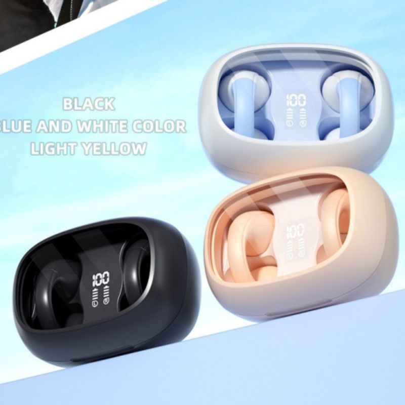 Bluetooth earphone clip silicone, low-latency wireless transparent case, digital display of battery level