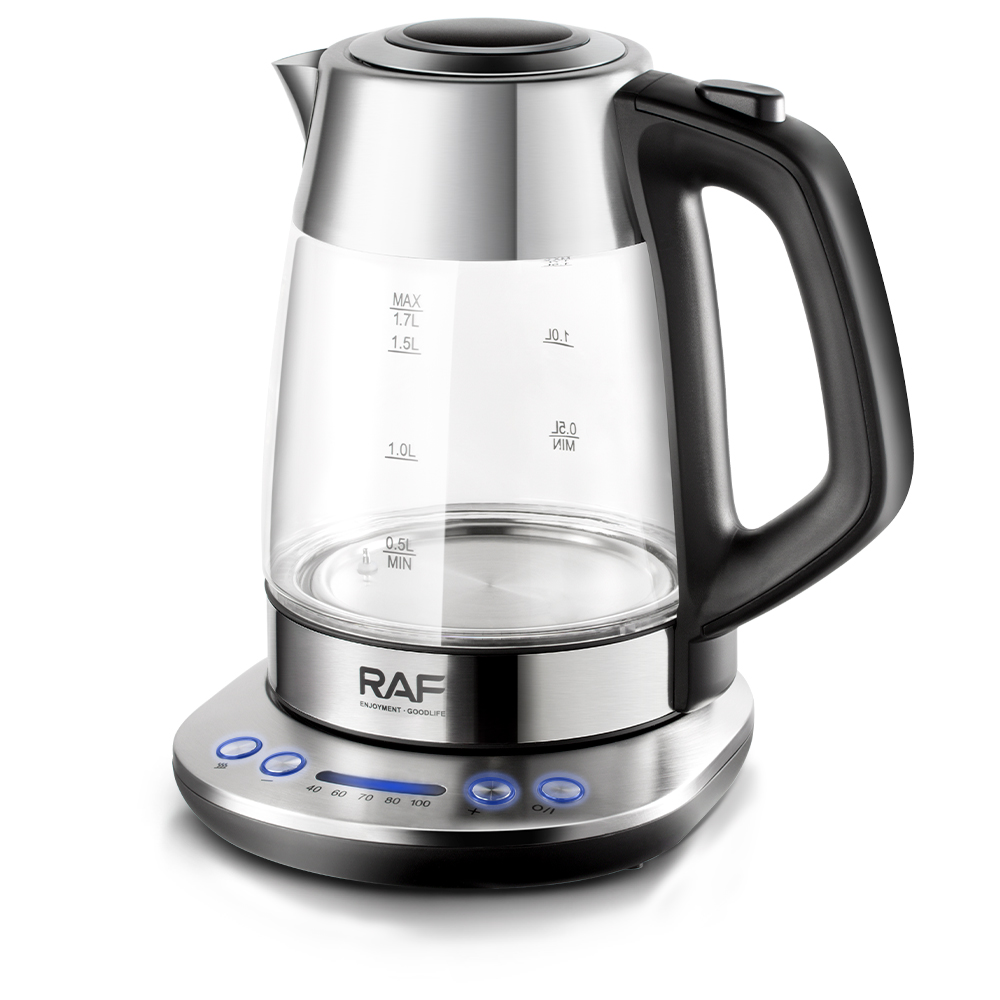 RAF European standard cross-border high-transparency glass 1.7L electric kettle, automatic large-capacity multi-functional temperature regulating kettle R.7857 Item Picture