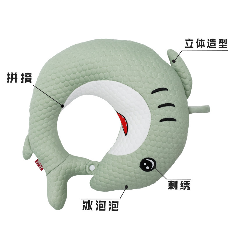 Cartoon Shark ice bubble memory foam U-shaped pillow, Kanglewu summer air layer cold neck pillow, office neck support pillow order pic 5