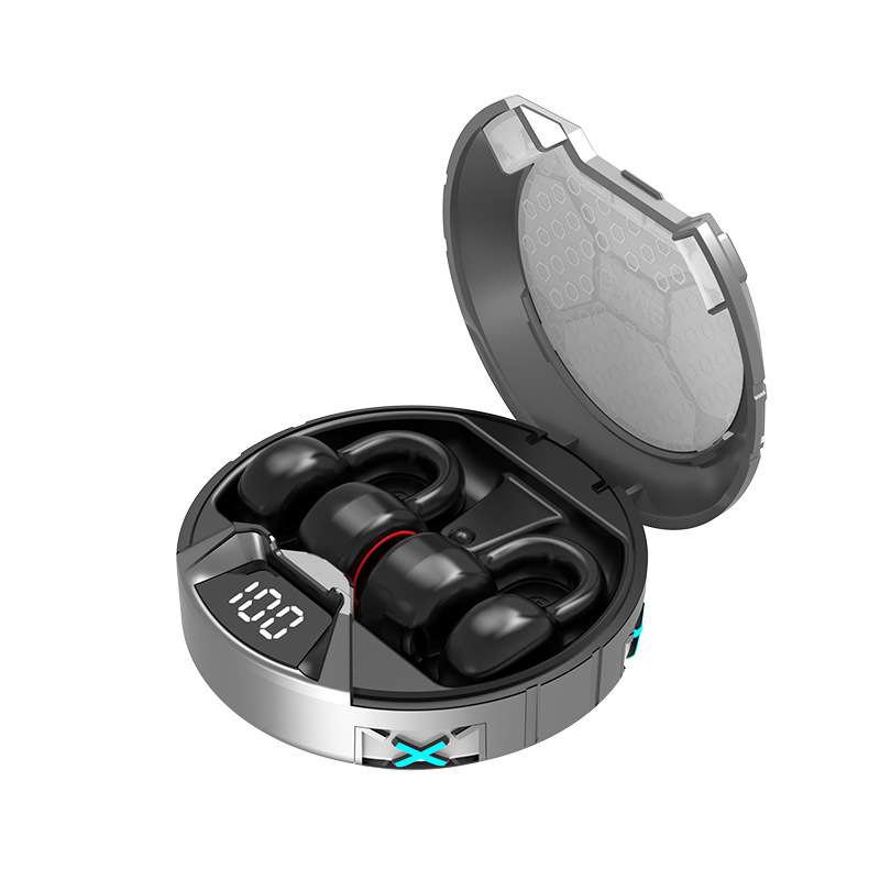The in-ear wireless Bluetooth headphones display multiple screens of deep bass on the ear bands Item Picture