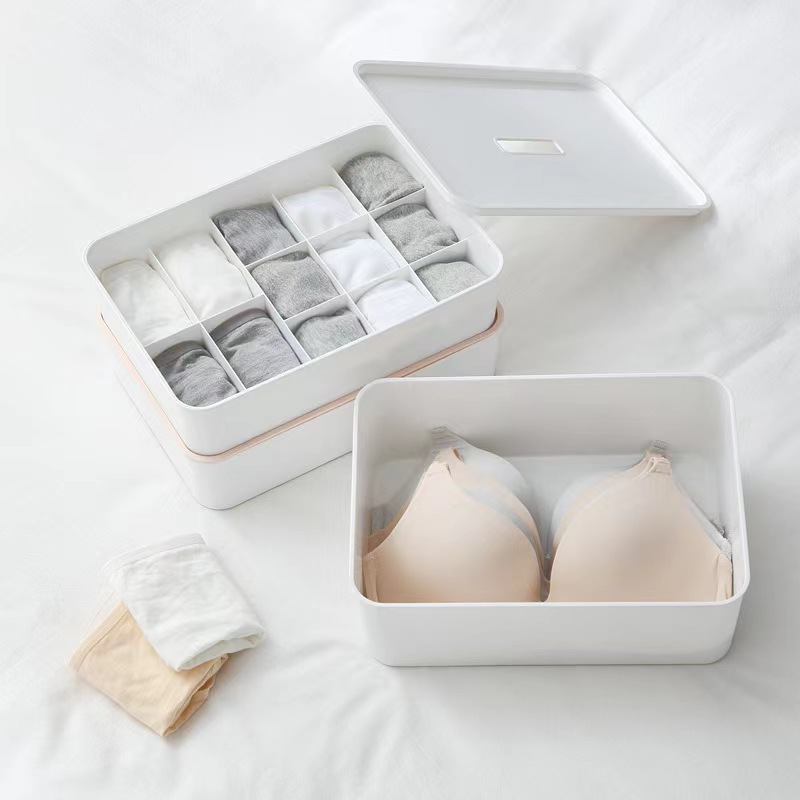 Q35-QY7250带盖空格内衣盒收纳盒内衣内裤衣服家居日用防尘整理盒产品图
