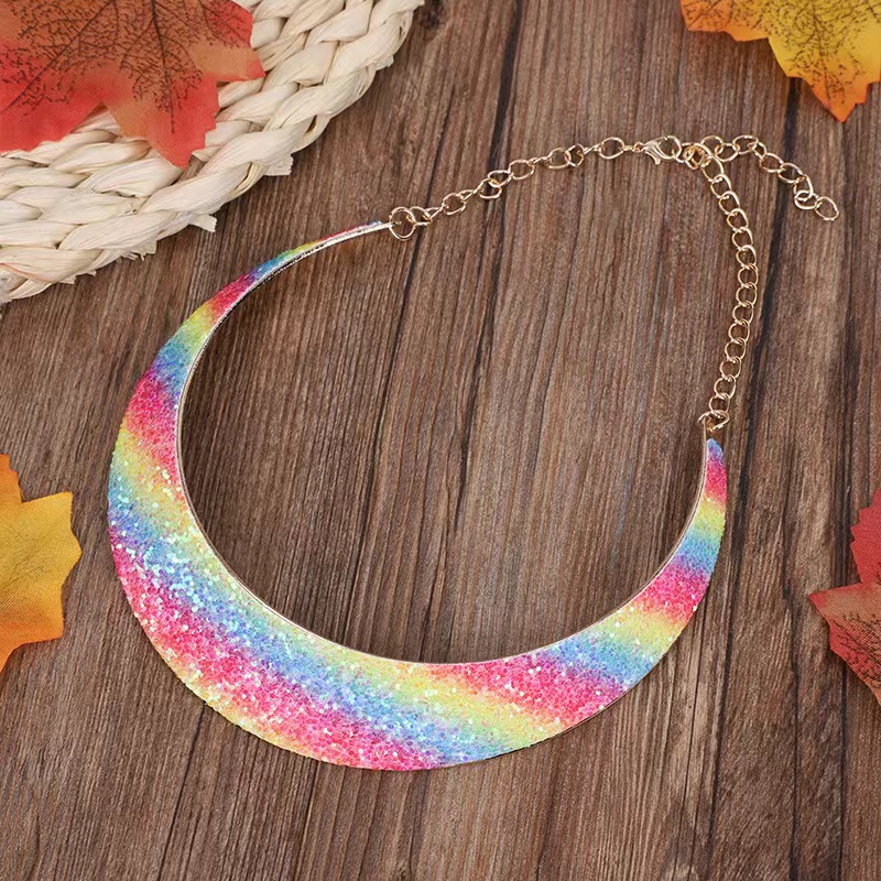 Cross-border Amazon Shein Pinduoduo Overseas Edition Best-selling European and American fashion trend electroplated gold women's metal necklaces, collars, earrings, rings, bracelets set details Picture