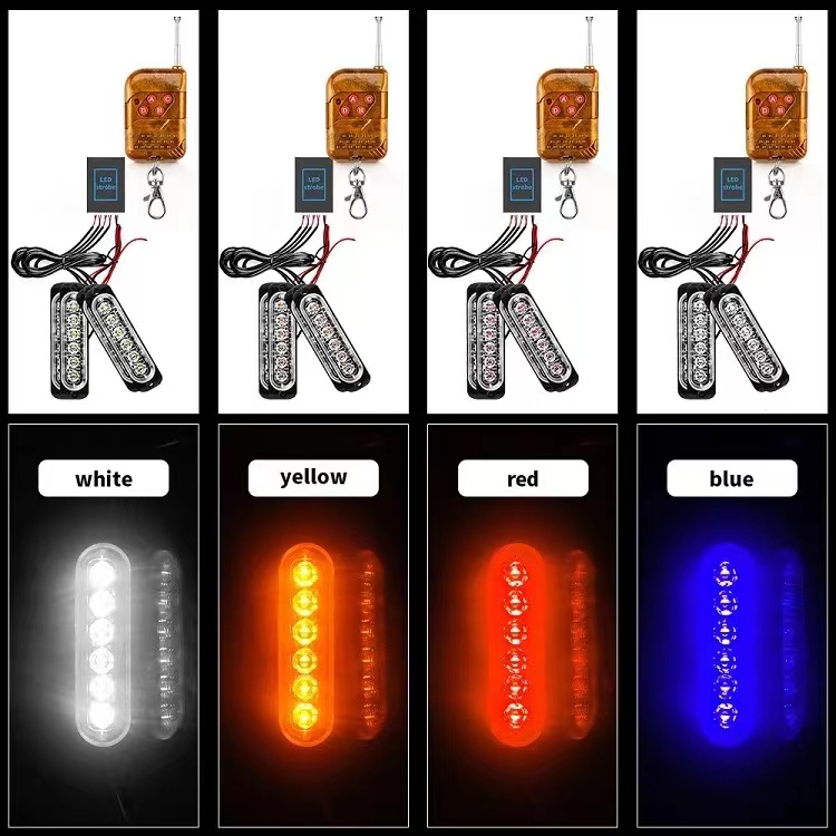 一拖四4/6/12LED中网爆闪灯 无线遥控频闪灯警示灯汽车日间行车灯详情2