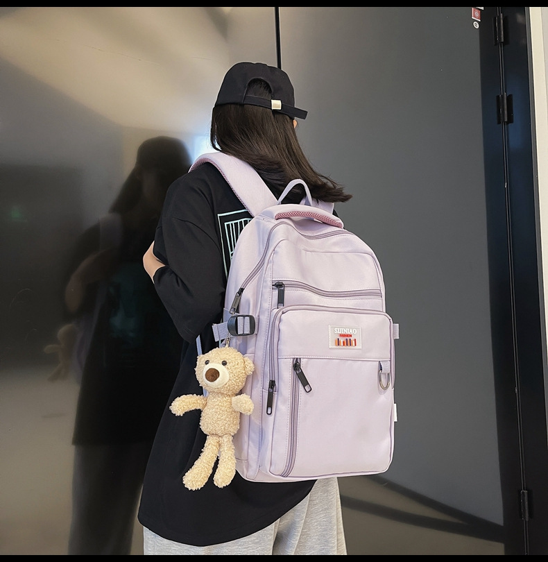 T书包女初中生高中大学生简约旅行背包男夏天潮牌休闲大容量双肩包详情9