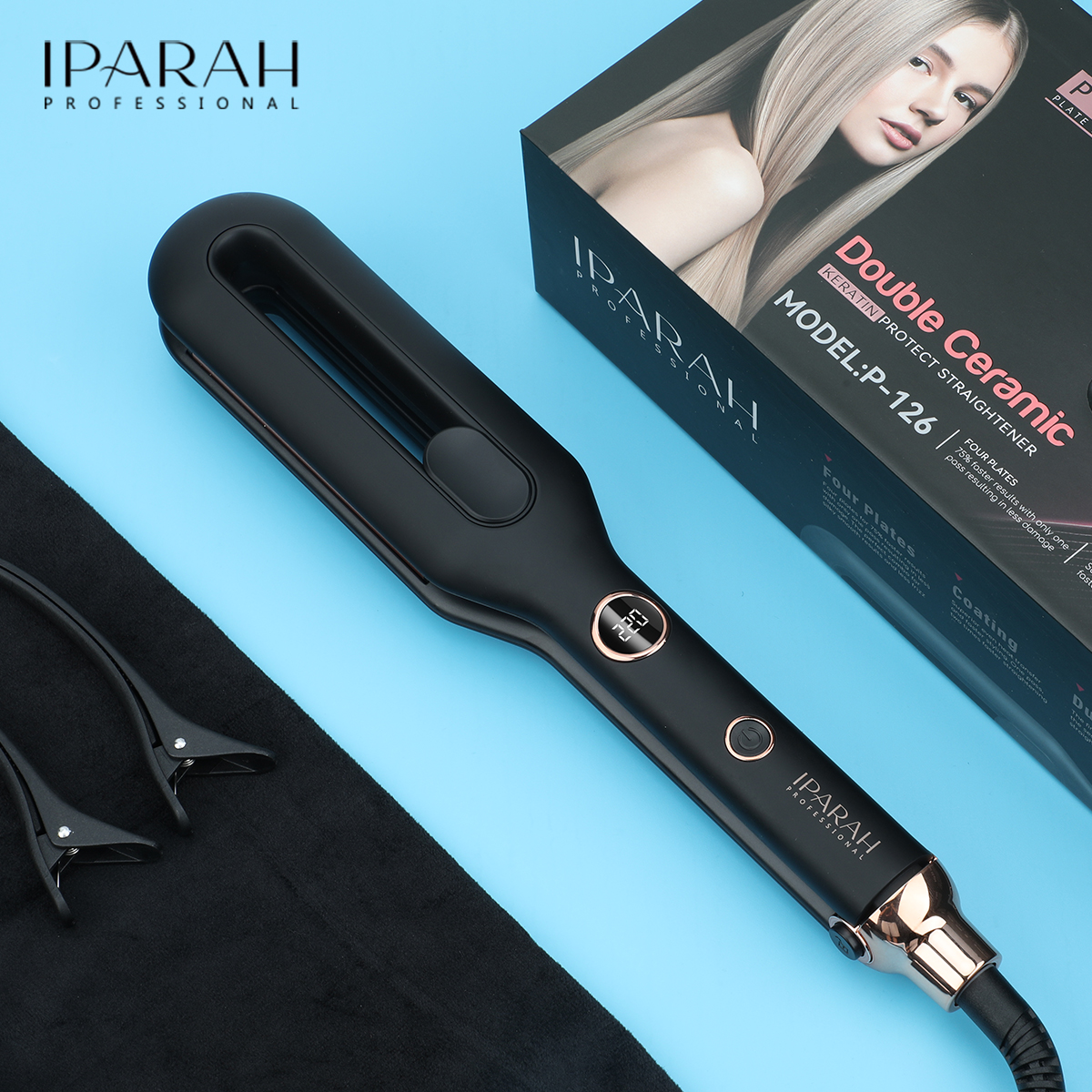 IPARAH Home Hair Straightener Double Ceramic coating anti-scald Hair Straightener Plate for export exclusive 126 details Picture