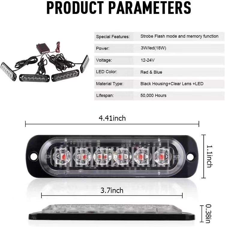 一拖四4/6/12LED中网爆闪灯 无线遥控频闪灯警示灯汽车日间行车灯详情4