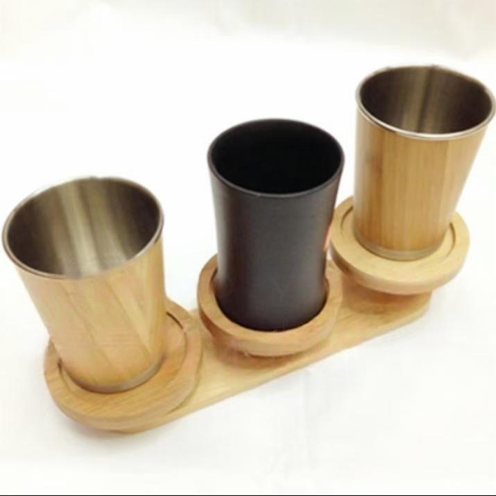 Bamboo cup, an eco-friendly cup with bamboo on the outside and steel on the inside