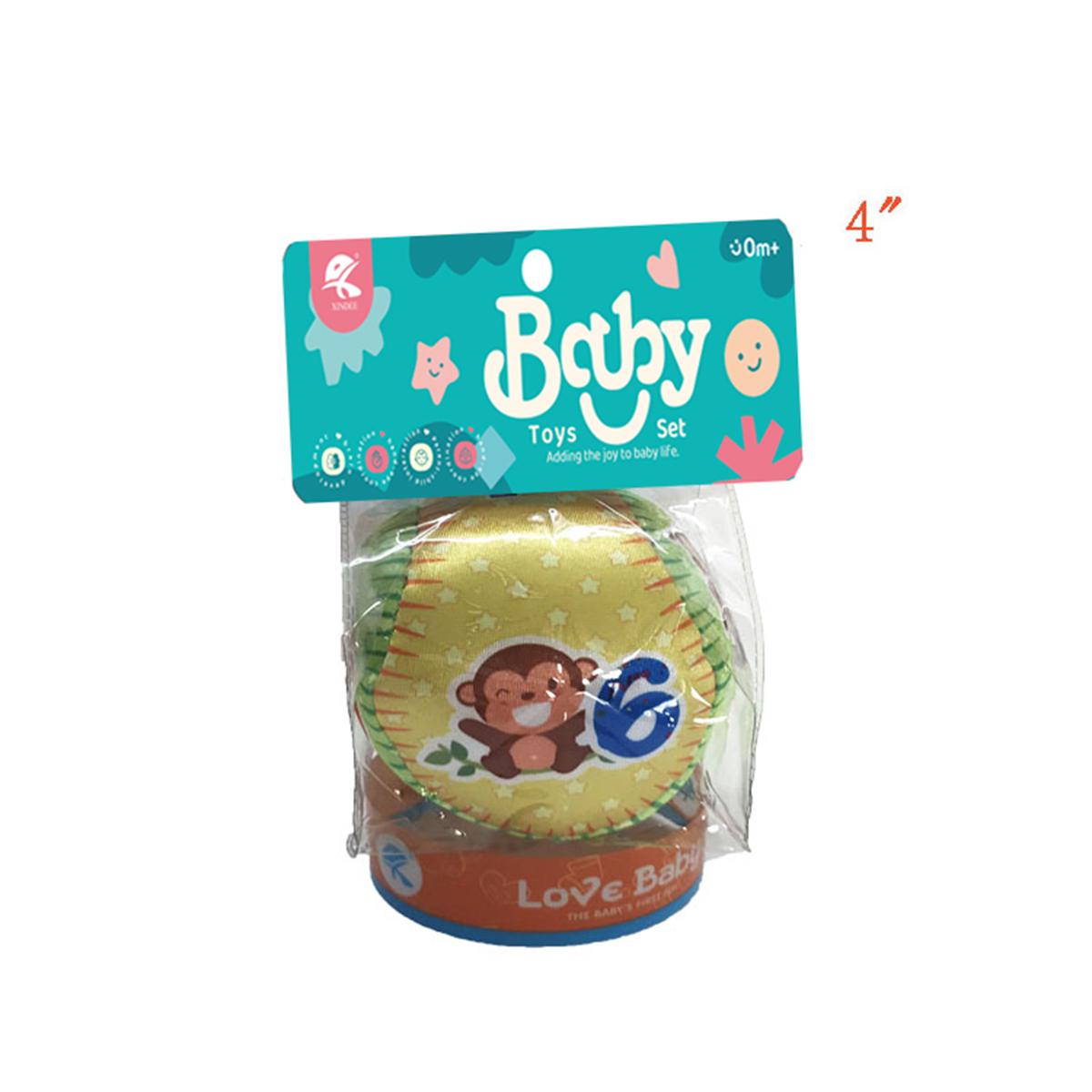 Cross-border sales 4-inch color printed cloth ball 4-inch toy ball baby comfort toy cloth player grab ball children's toy toy Kidstoys