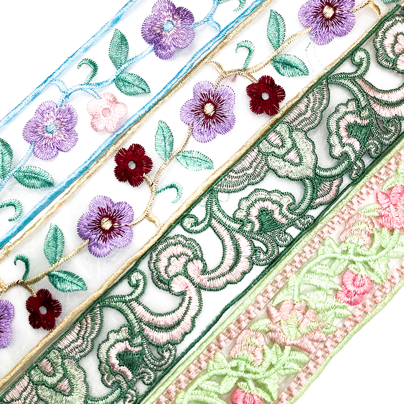 Hanfu traditional Chinese style lace embroidery, colorful 5cm mesh belt, lace headband accessories Item Picture