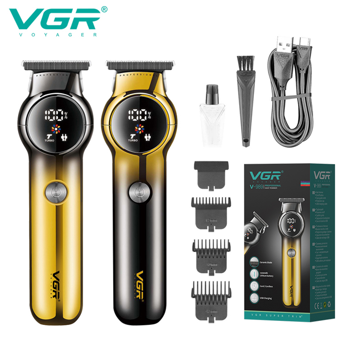 VGR989 Cross-border new gradient electric hair clipper, home men's digital display electric hair clipper, oil head clipper VGR989 Cross-border new gradient electric hair clipper, home men's digital display electric hair clipper, oil head clipper