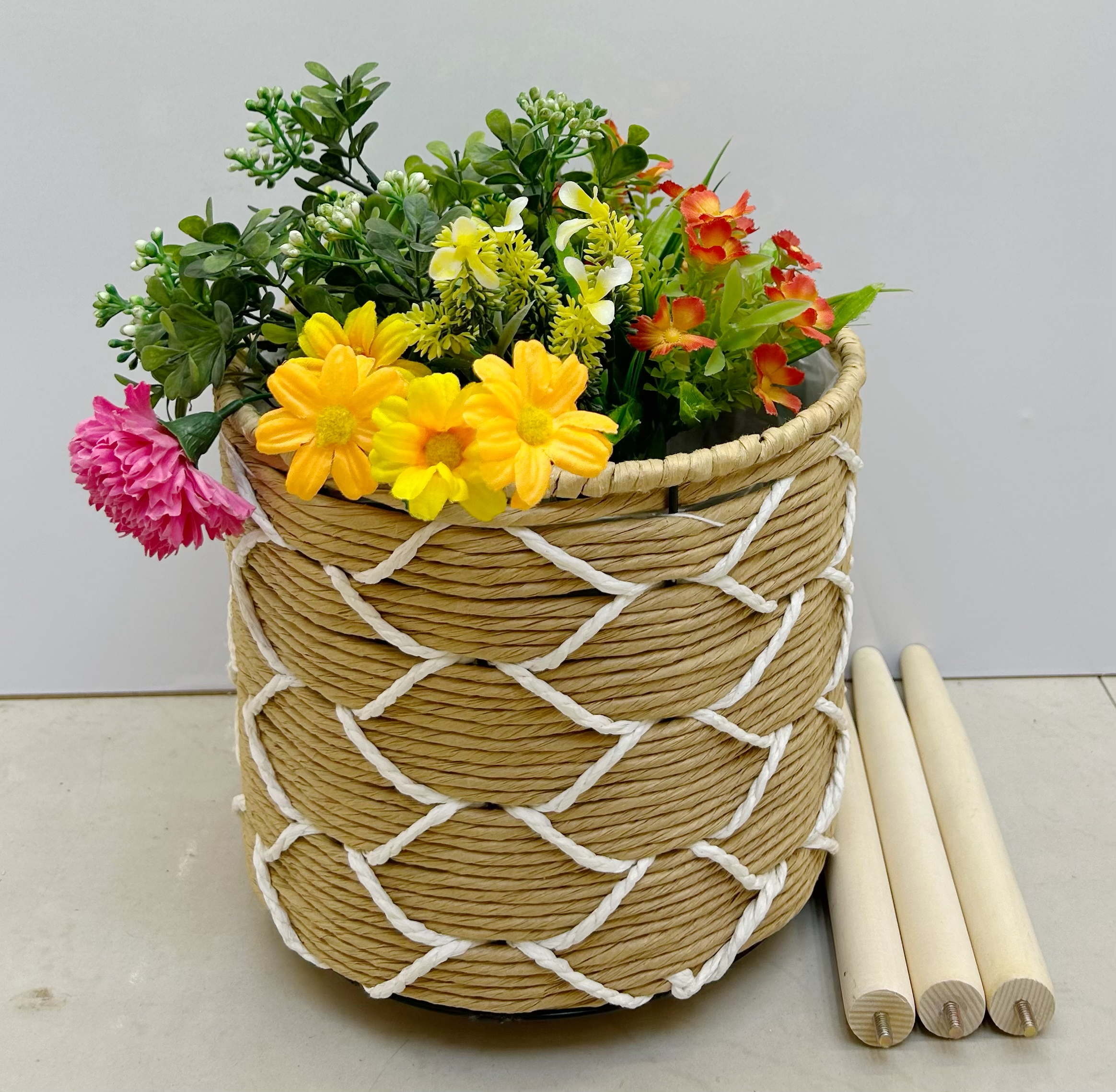 纯手工编织园艺家居绿植盆栽花篮室内落地花架家用阳台绿萝花架盆架北欧风细节图