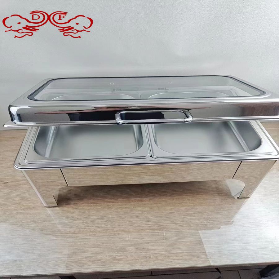 DF68774 hotel buffet stove, stainless steel visible flip cover, commercial alcohol electric heating restaurant breakfast stove, DF TRADINGHOUSE details Picture
