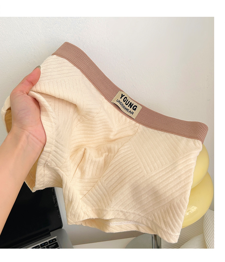 柔软舒适男士四角字母腰头简约亲肤高弹包臀中腰经典色系男士内裤详情15