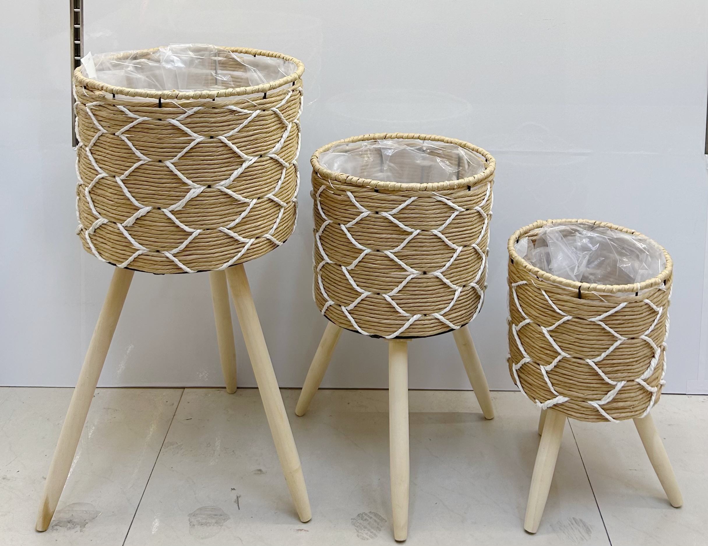 纯手工编织园艺家居绿植盆栽花篮室内落地花架家用阳台绿萝花架盆架北欧风产品图