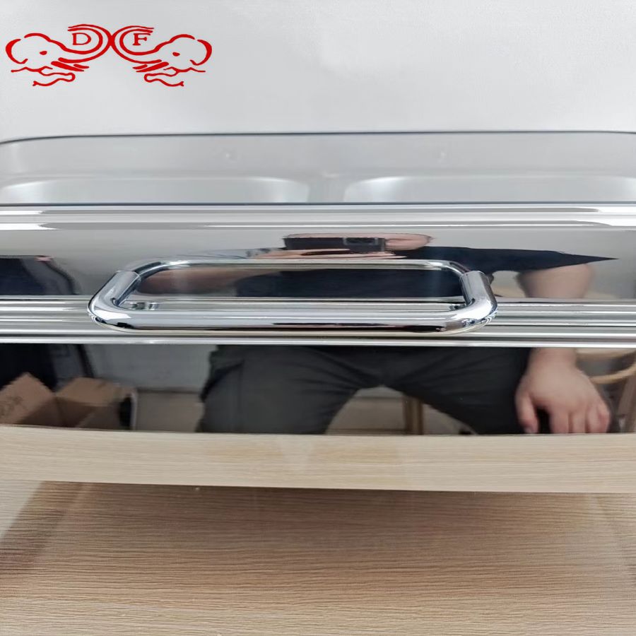 DF68774 hotel buffet stove, stainless steel visible flip cover, commercial alcohol electric heating restaurant breakfast stove, DF TRADINGHOUSE Item Picture