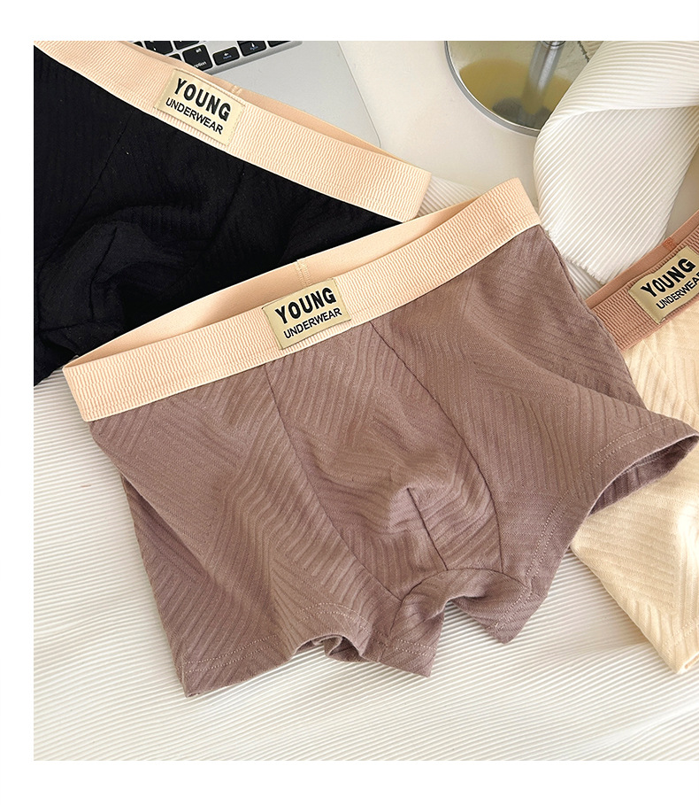 柔软舒适男士四角字母腰头简约亲肤高弹包臀中腰经典色系男士内裤详情13