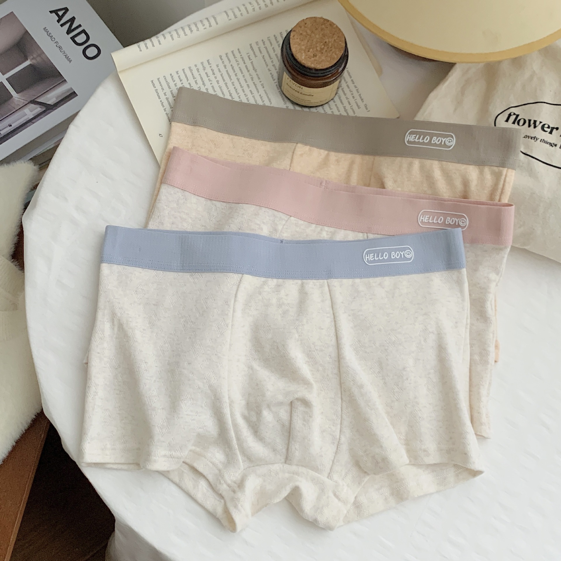 Baby cotton girl letter mid-waist simple, breathable, comfortable, skin-friendly, hip-hugging, color-blocking high-elastic pure cotton men's underwear details Picture