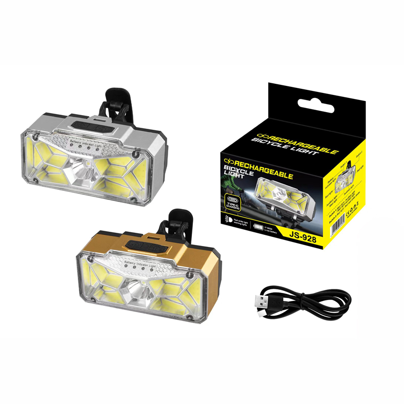 JS-928 luz de bicicleta recargable USB luz frontal de bicicleta recargable luz frontal de plástico