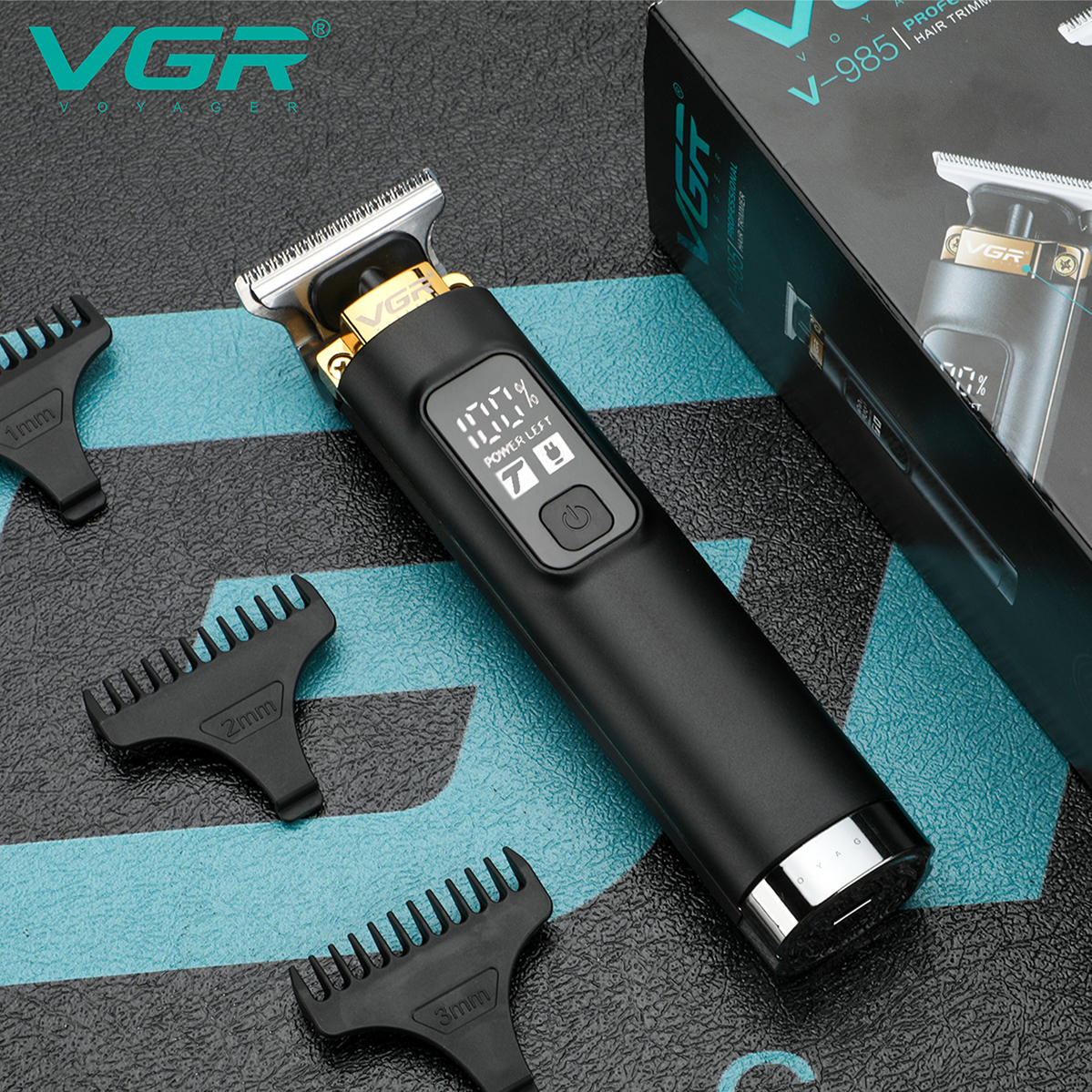 VGR985 Cross-border electric clipper for engraving Men's Special rechargeable LCD digital display professional hair salon electric hair clipper details Picture