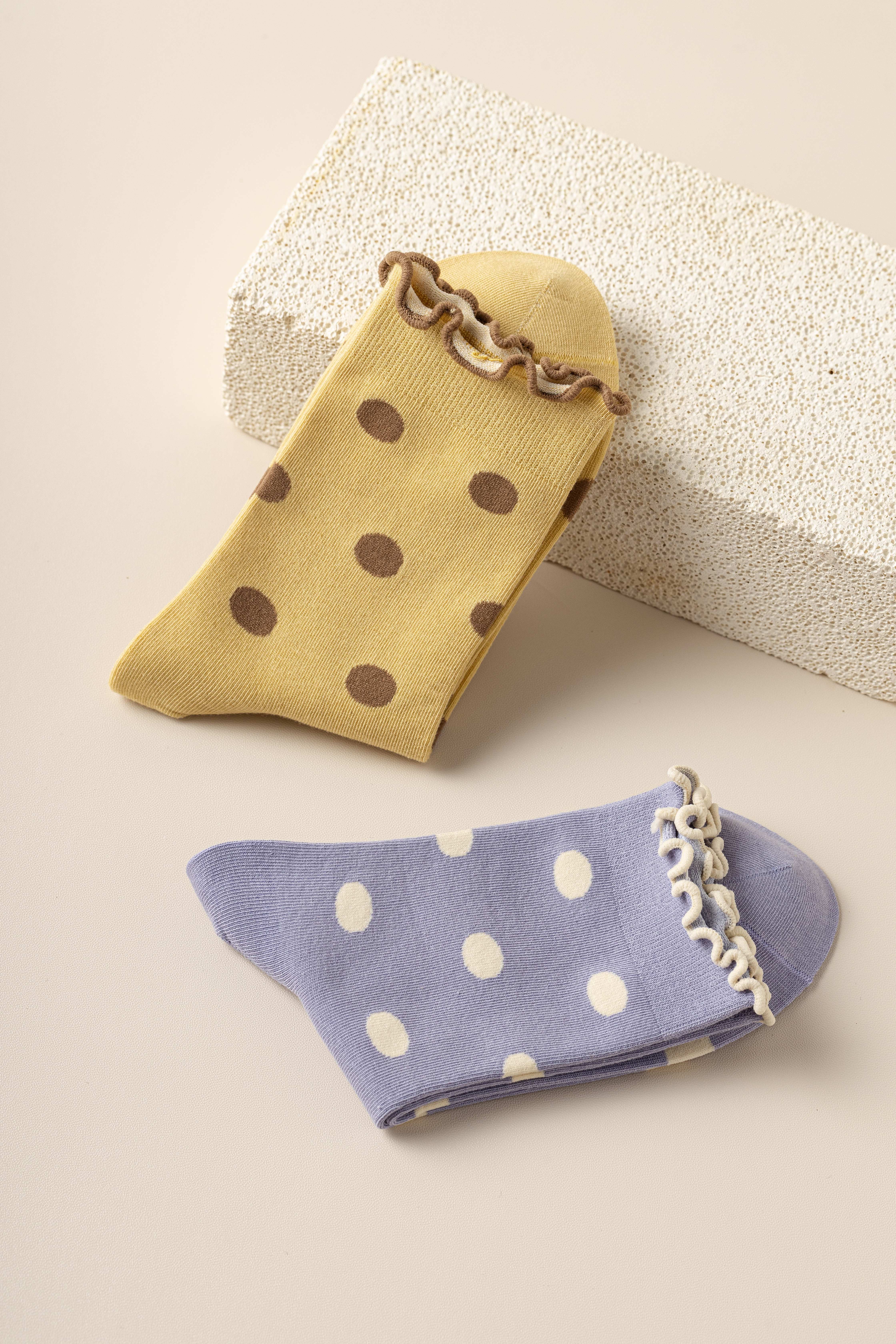 灰色波點(diǎn)襪子女春秋款日系純棉中筒襪花邊襪木耳邊堆堆襪夏季薄款襪子詳情13