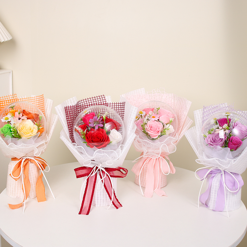 装饰特别礼品永生花礼盒节日礼物 情人节 教师节 毕业季节香皂花玫瑰花束 肥皂花手工制作可爱花束 香味香皂花 礼品摆件花束
