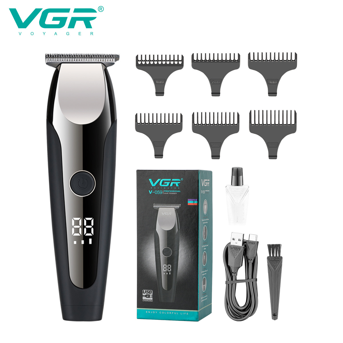 VGR059專業(yè)理發(fā)修剪器黑色油頭雕刻電動剃頭理發(fā)店專用理發(fā)推子