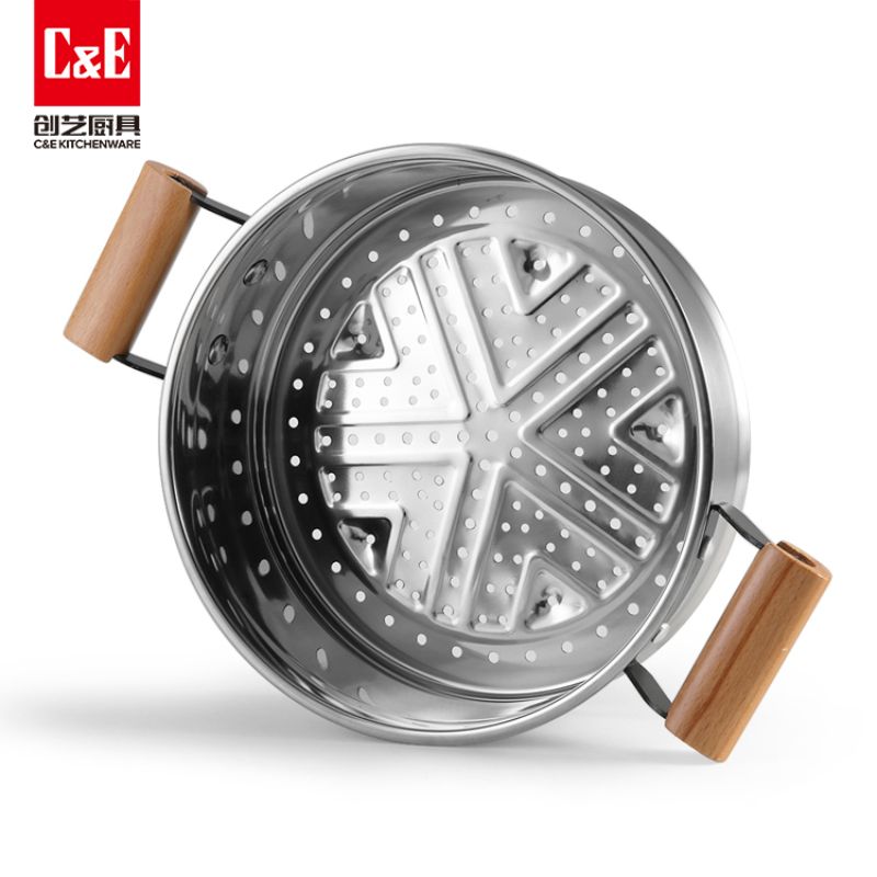 C&E Creative Cast Aluminum Steamer, 304 stainless steel steamer drawer, double-layer double-bottom multi-functional pot, large capacity, kitchenware for home use Item Picture