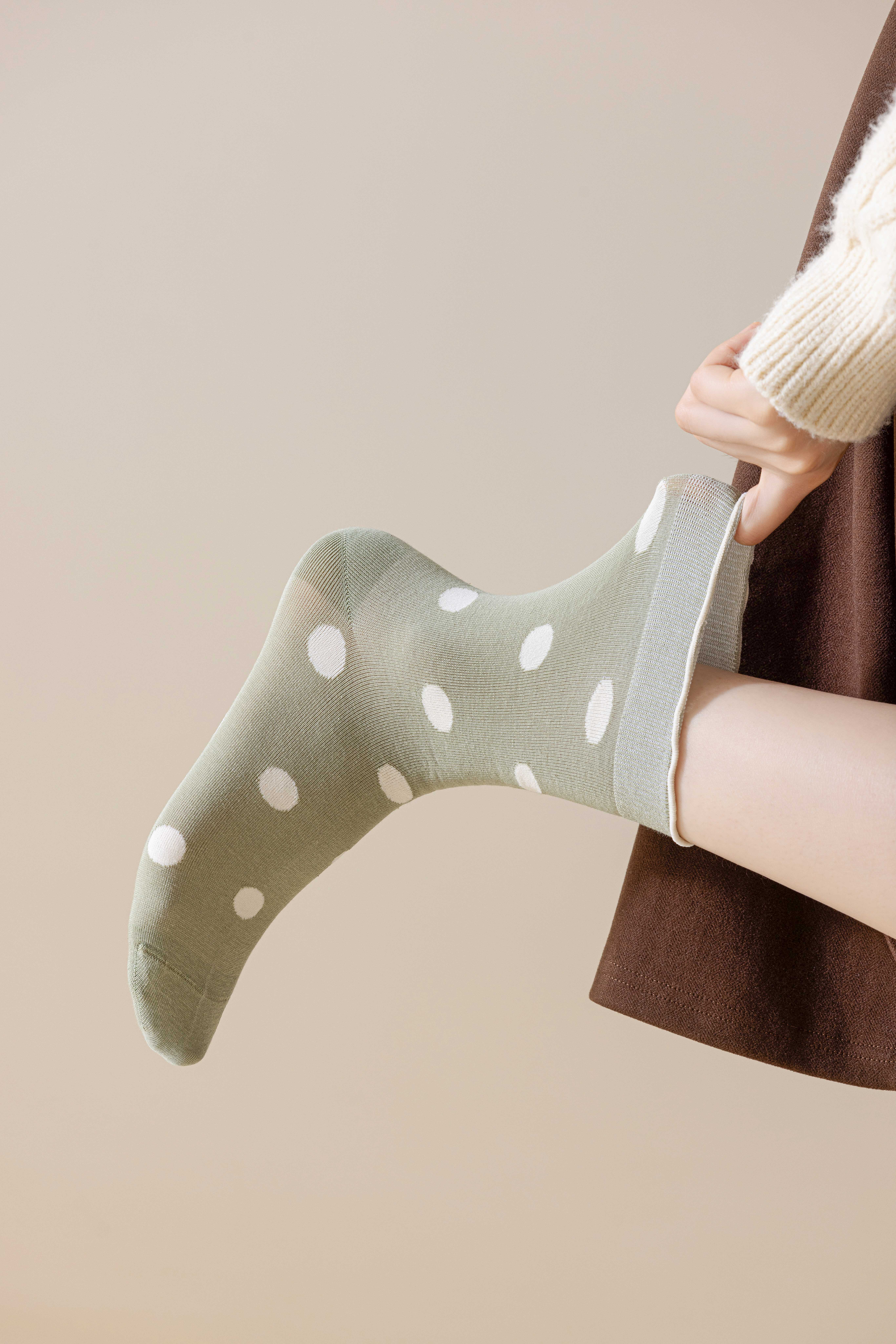 灰色波點(diǎn)襪子女春秋款日系純棉中筒襪花邊襪木耳邊堆堆襪夏季薄款襪子詳情36