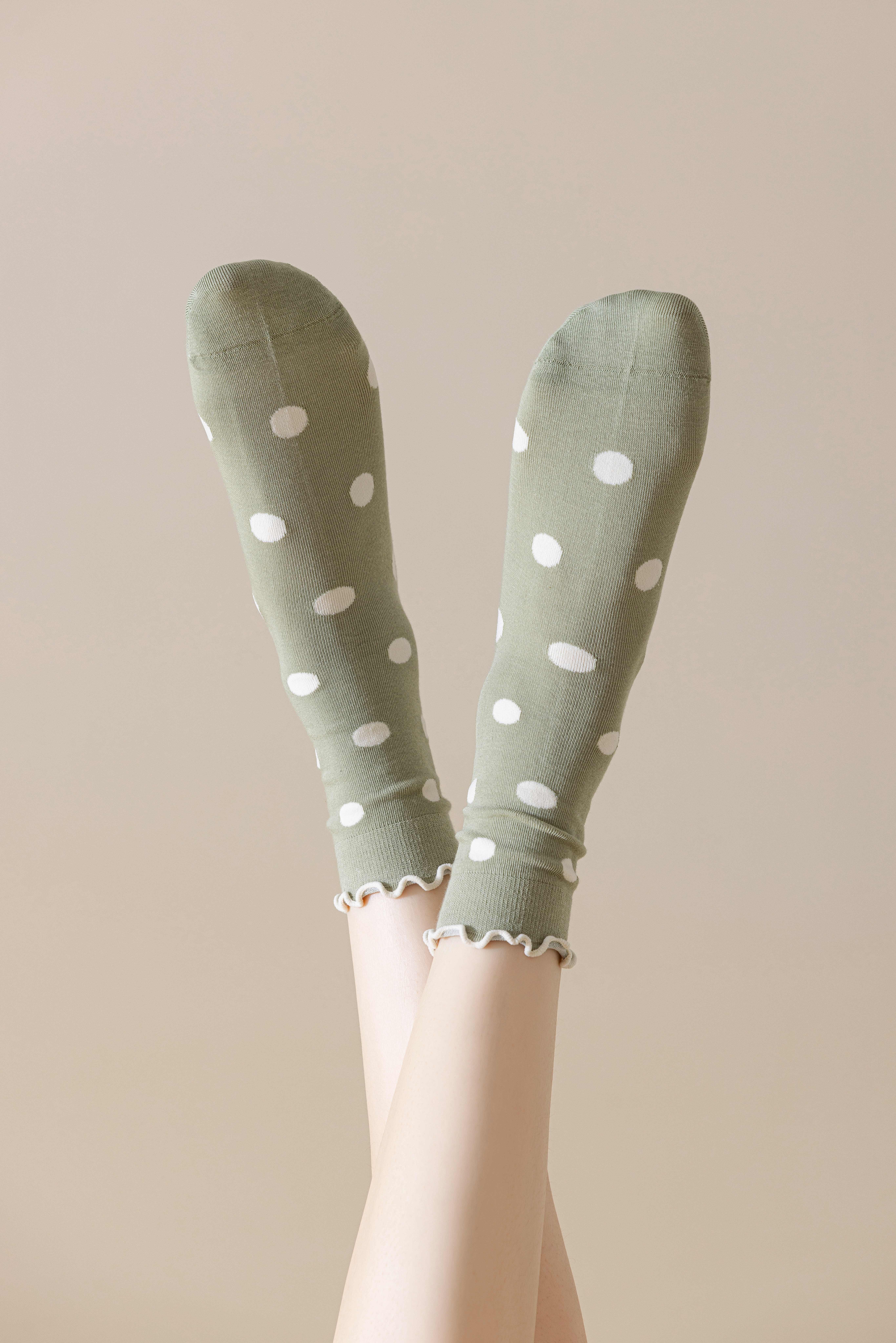 灰色波點(diǎn)襪子女春秋款日系純棉中筒襪花邊襪木耳邊堆堆襪夏季薄款襪子詳情39