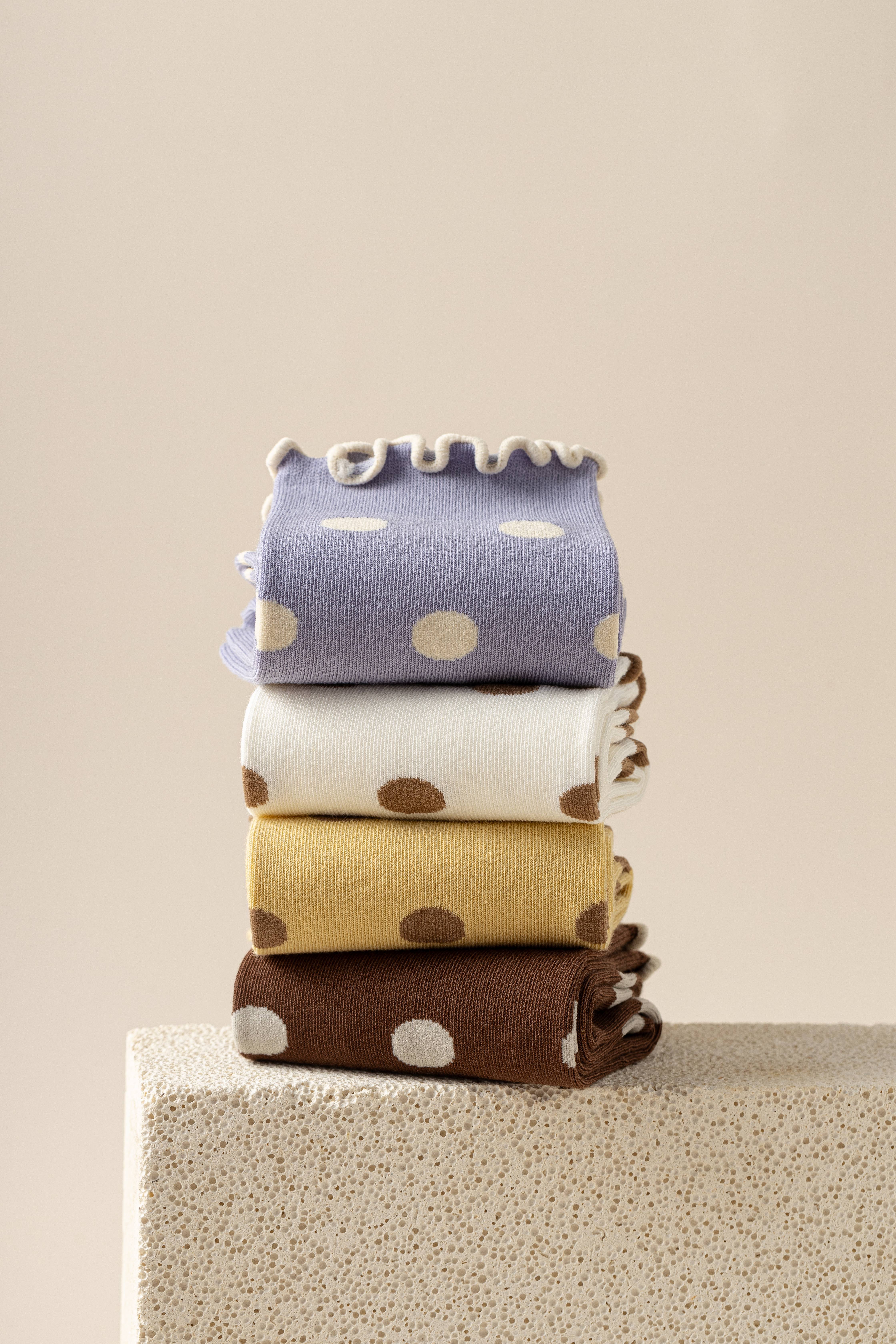 灰色波點(diǎn)襪子女春秋款日系純棉中筒襪花邊襪木耳邊堆堆襪夏季薄款襪子詳情12