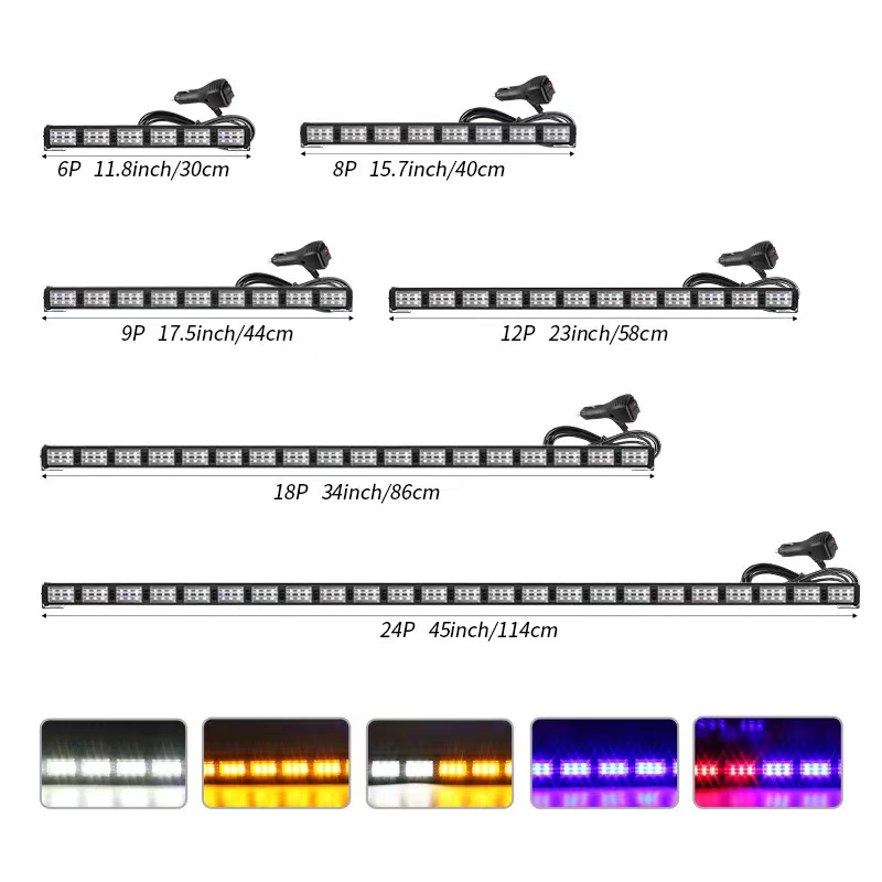 Automotive LED bumper lights, multi-functional color-changing warning lights, magnetic strobe flashing lights, stroboscopic lane lights, rescue vehicle roof lights