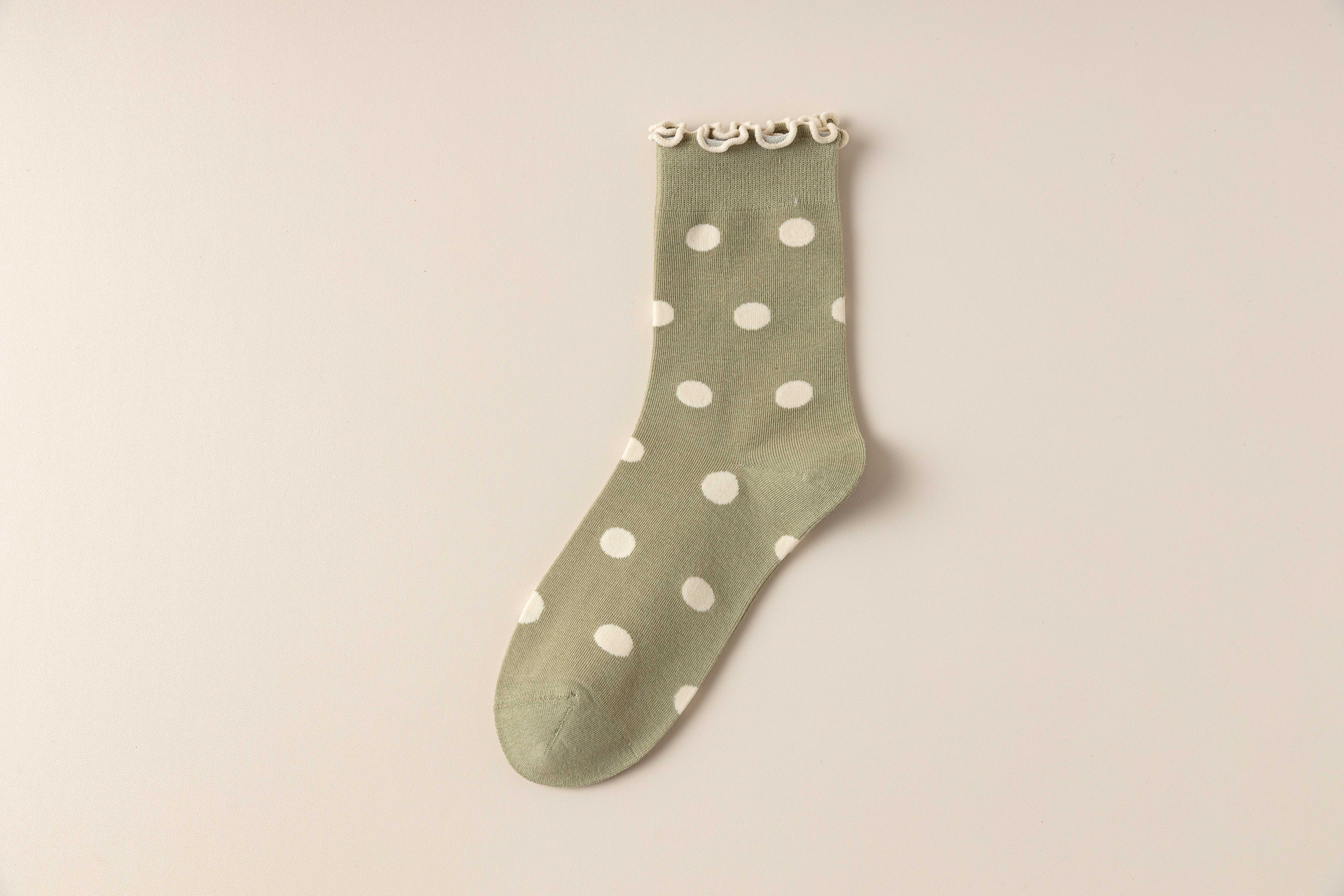 灰色波點(diǎn)襪子女春秋款日系純棉中筒襪花邊襪木耳邊堆堆襪夏季薄款襪子詳情28