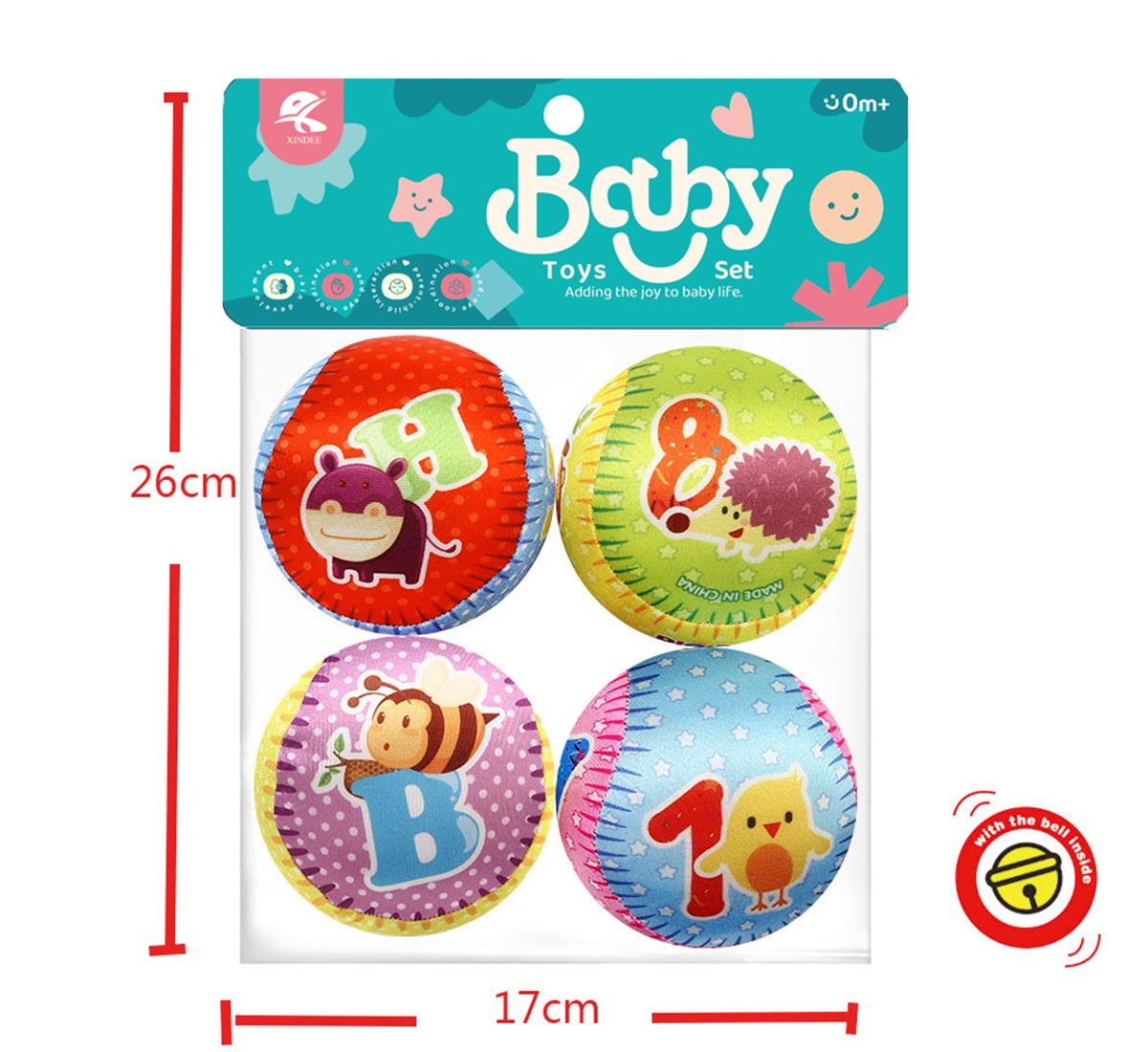 Cross-border sales of 4-inch baby cartoon ball sets four-ball baby comfort toys cloth player grab ball children's toys toys Kidstoys