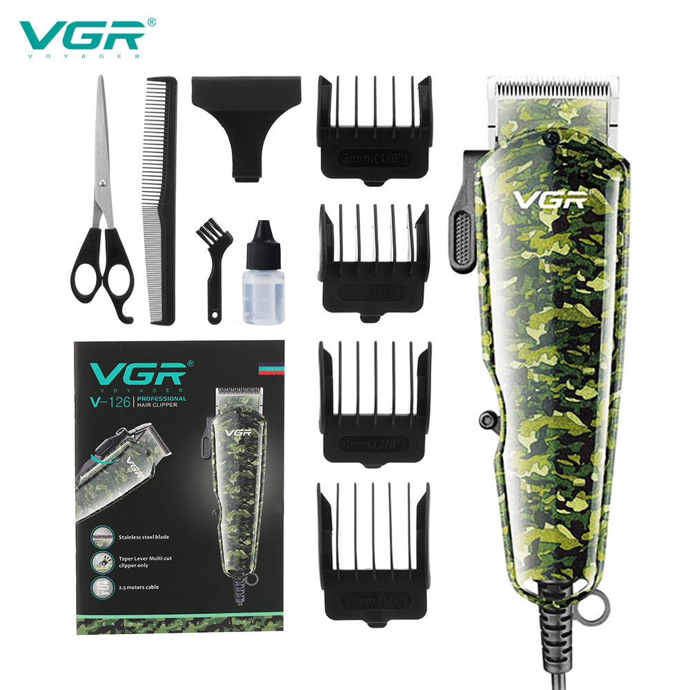 VGR126 camouflage oil-head electric clipper, direct plug power type men's special hair clipper, electric hair clipper for hair salons Item Picture