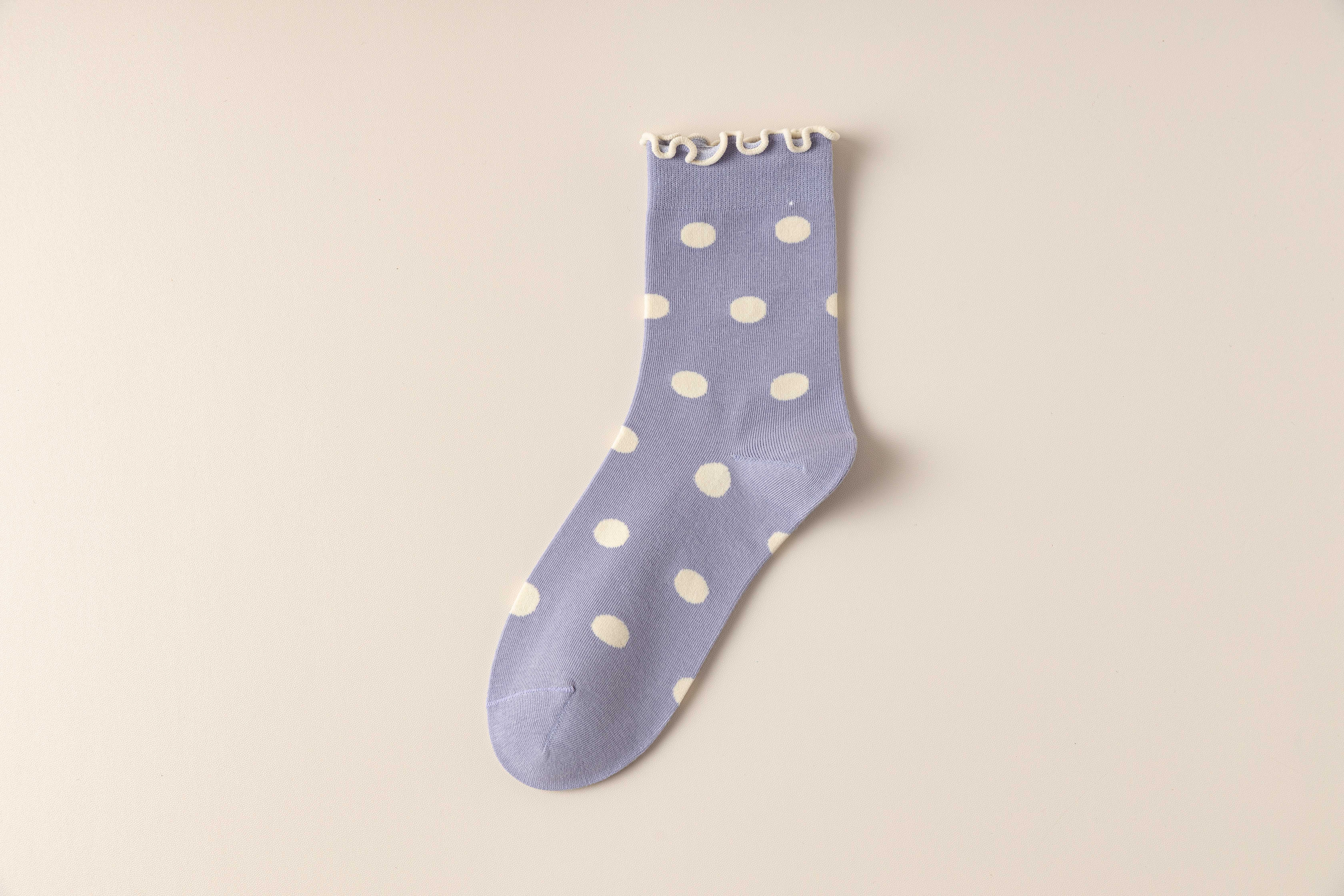 灰色波點(diǎn)襪子女春秋款日系純棉中筒襪花邊襪木耳邊堆堆襪夏季薄款襪子詳情27