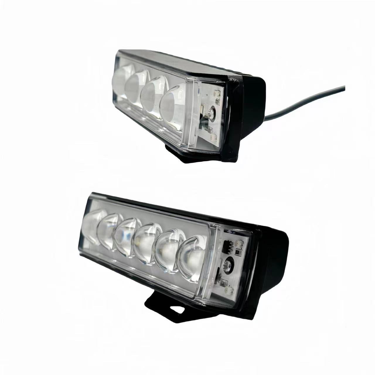 Best-selling motorcycle LED spotlights, short three-sided color light, export flash yellow and white flash spotlights factory price Specification image