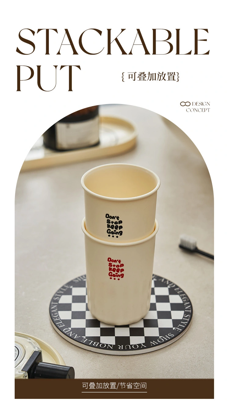 F37-1002 Mouthwash cup, cute printed mouthwash cup, simple and ins-style toothbrush cup without handle, couple toothbrush cup detail image 3