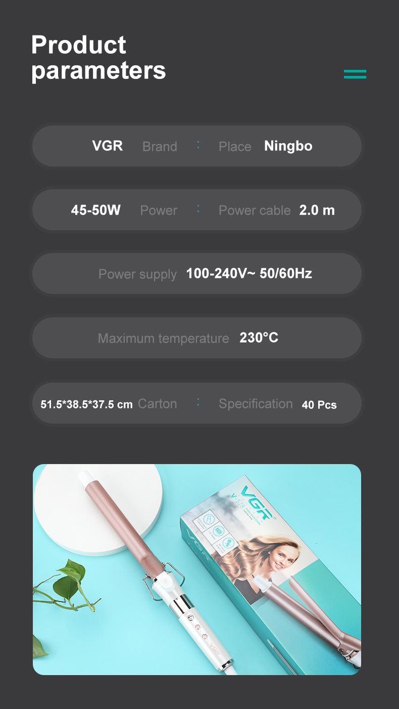 VGR578跨境陶瓷电卷棒不伤发梨花头卷发棒大卷女士干湿两用烫发器详情5