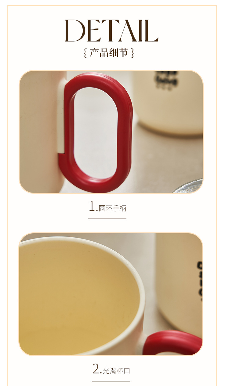 F37-1001 Dual-color mouth cup couple mouthwash cup, simple InS-style printed brushing cup handle, large-capacity mouth cup detail image 10