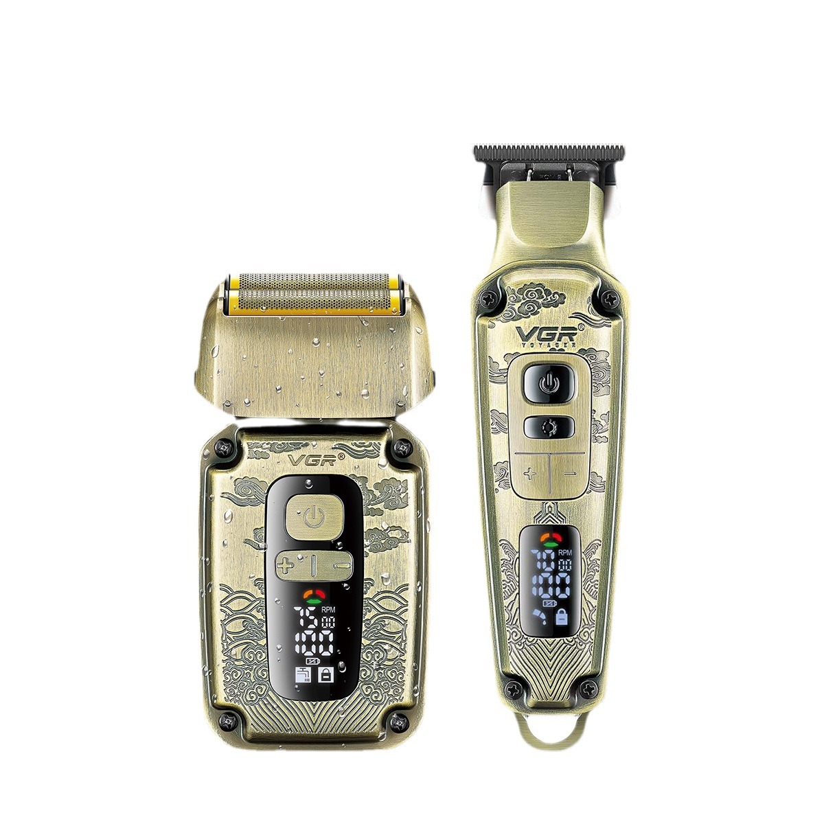 VGR641 Cross-border Hair Clipper, oil head engraving, hair salon push, white head Whitening Device, digital display razor Care set Item Picture