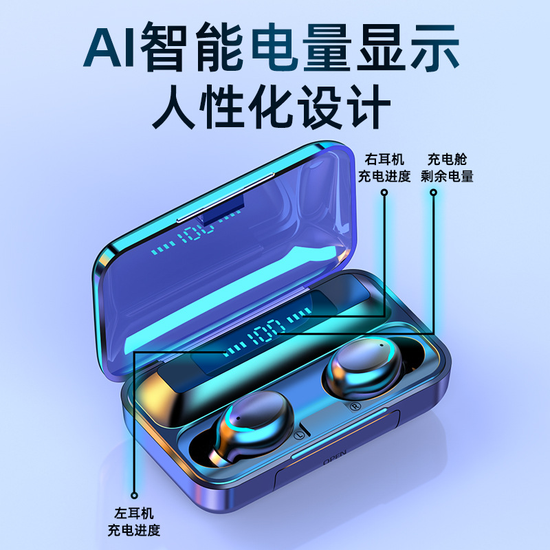 The new cross-border f9 F9-5C m10 Bluetooth headphones with stereo sound and TWS5.3 low latency gaming headphones Specification image