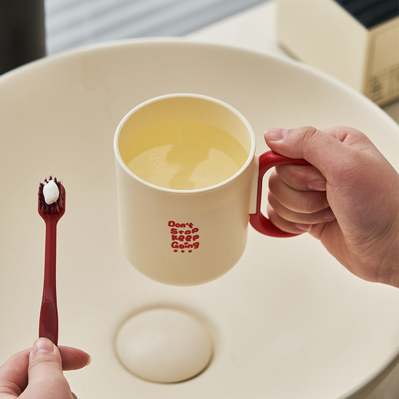 F37-1001 Dual-color mouth cup couple mouthwash cup, simple InS-style printed brushing cup handle, large-capacity mouth cup Item Picture
